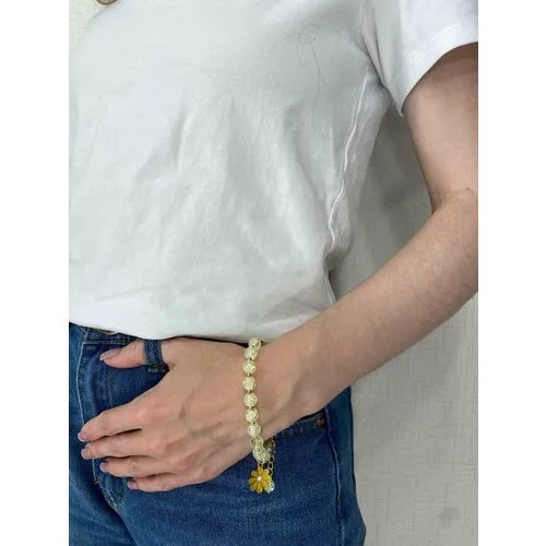Браслет Сувениры Урала, кварц, 1 шт., размер 17 см, размер one size, желтый/коричневый