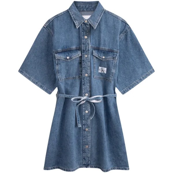 Calvin Klein Женское платье с шортами и рукавами, цвет 1A4 - Denim Light Blue