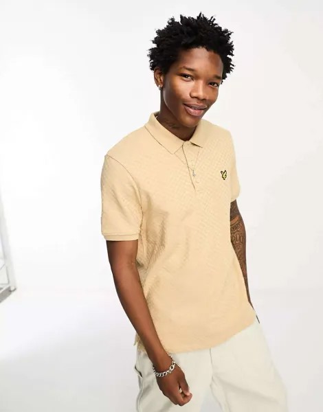 Бежевый хаки-поло Lyle & Scott с логотипом и текстурной сеткой