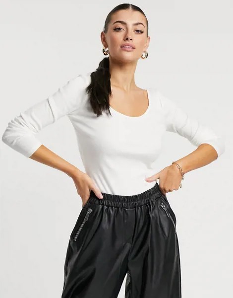 Белый лонгслив с круглым вырезом River Island