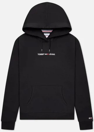 Женская толстовка Tommy Jeans Linear Logo Hoodie, цвет чёрный, размер XS