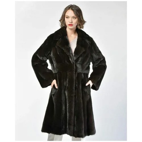 Пальто Manakas Frankfurt, норка, силуэт полуприлегающий, пояс/ремень, размер 40, черный