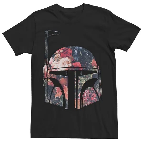 Мужская футболка Boba Fett Helmet с цветочным принтом Star Wars