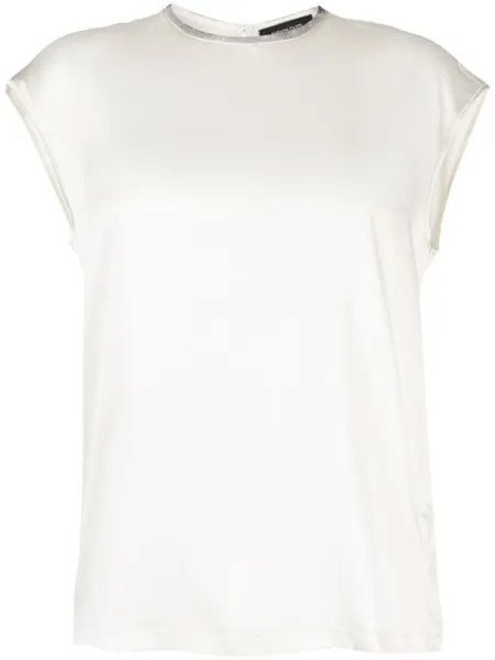 Fabiana Filippi round-neck silk-blend tank top, нейтральный цвет