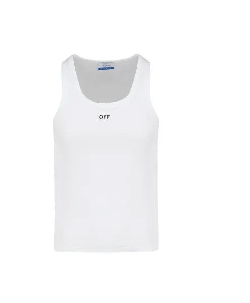 Майка из хлопка в рубчик с логотипом Off White, белый