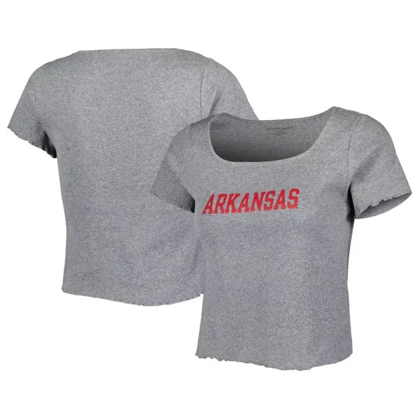 Женская серая футболка Arkansas Razorbacks Baby Rib с отделкой салатового края
