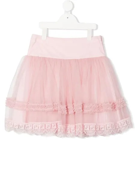 Fendi Kids пышная юбка с вышитым логотипом