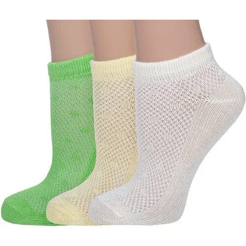 Носки AKOS, 3 пары, размер 23-25, белый, зеленый, желтый