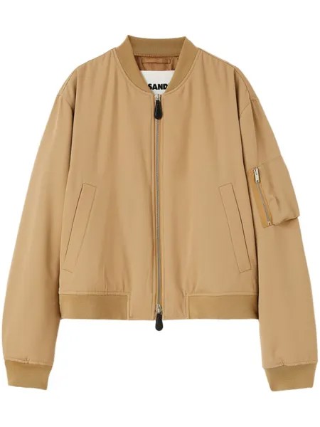 Jil Sander дутый бомбер из шерсти, коричневый