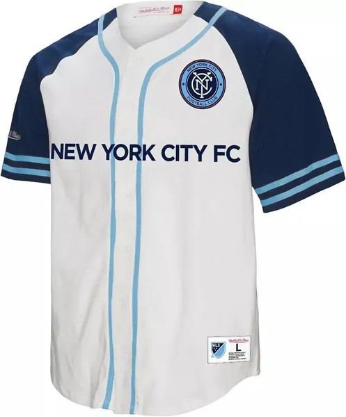 Белая бейсбольная майка Mitchell & Ness New York City FC