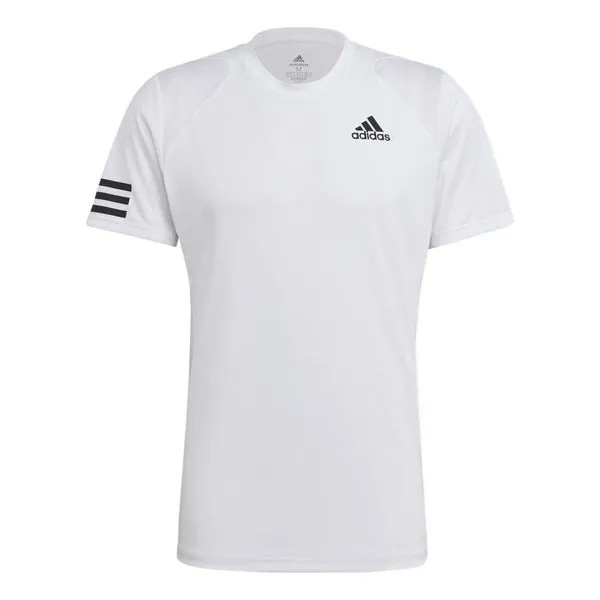 Футболка Adidas Stripe Round Neck Pullover Logo Printing Solid Color Short Sleeve White, Белый