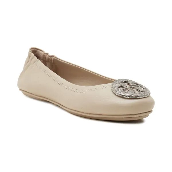 Кожаные балетки Minnie Travel Ballet Pave Tory Burch, бежевый