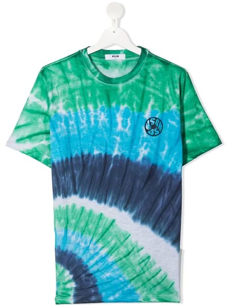 MSGM Kids футболка с принтом тай-дай и логотипом