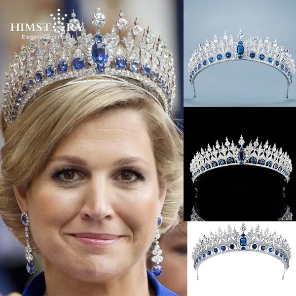 Женская диадема с фианитами Himstory, диадема в европейском стиле для торжества, вечерние ринки, свадьбы, аксессуары для волос