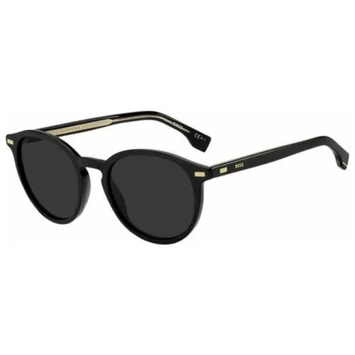 Солнцезащитные очки BOSS, овальные, оправа: пластик, с защитой от УФ, для мужчин, черный