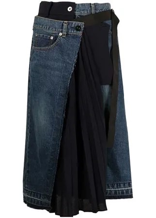 Sacai джинсовая юбка асимметричного кроя