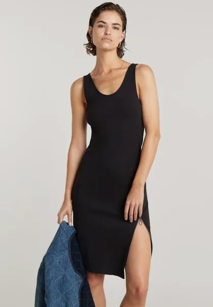 Платье из джерси Asymmetrical Zip Dress G-Star, черное