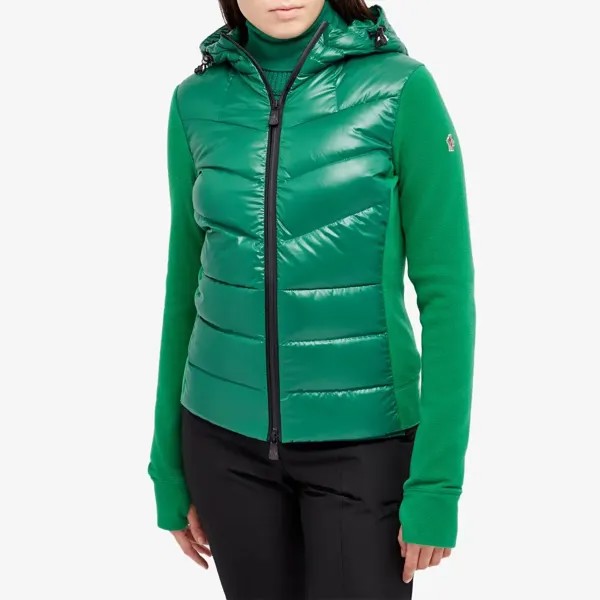 Moncler Grenoble Утепленный кардиган на молнии, зеленый