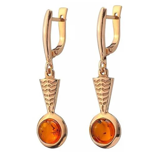 Серьги Amberprofi, серебро, 925 проба, золочение, янтарь