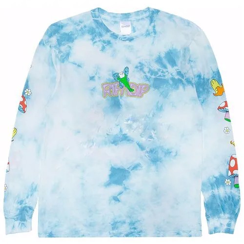 Лонгслив Ripndip best wishes light blue lightning wash, размер L