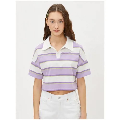 Блузка-поло KOTON TEENAGE, 1YAL18887UK, цвет: LILA STRIPE, размер: L