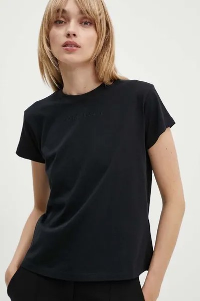 Хлопковая футболка MM6 Maison Margiela, черный