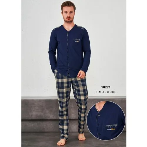 Пижама Relax Mode, брюки, лонгслив, размер 46, синий