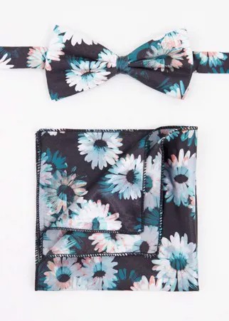 Галстук-бабочка и платок для нагрудного кармана с цветочным принтом Bolongaro Trevor-Черный цвет