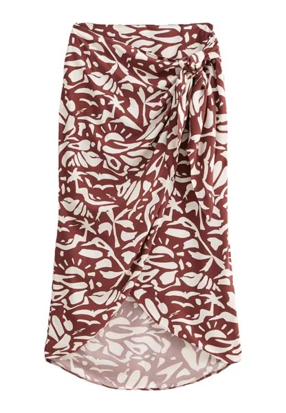Юбка макси SHELL PRINT TIE FRONT SARONG New Look, коричневый
