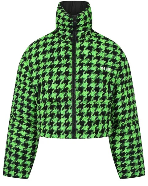 Черно-зеленая куртка в гусиную лапку MSGM