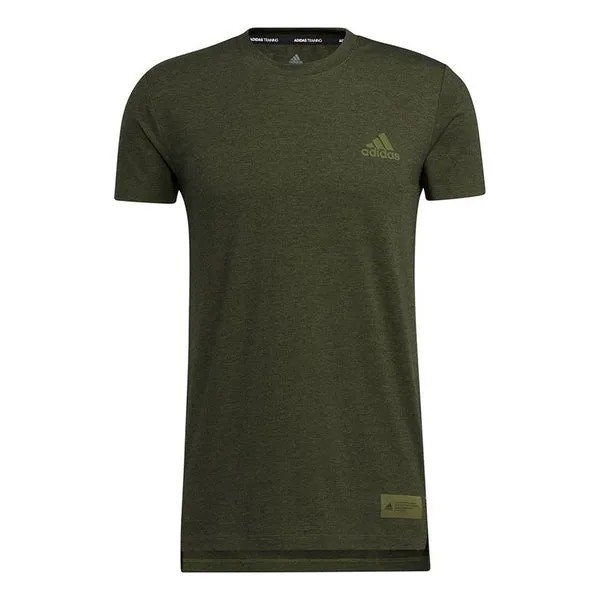 Футболка stu tech tee однотонные тренировочные спортивные с коротким рукавом Adidas, зеленый