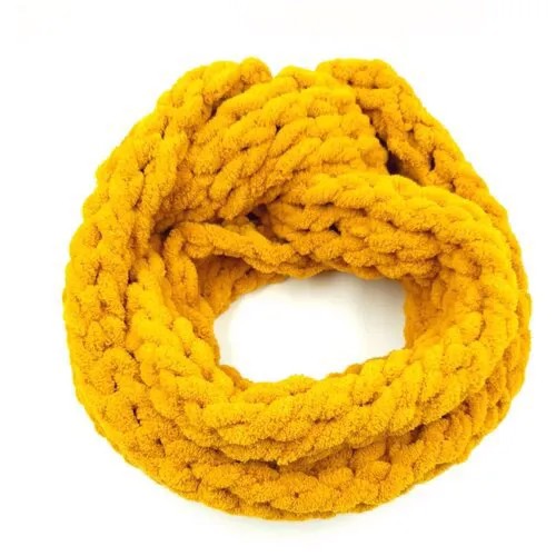 Вязаный теплый и мягкий шарф-снуд Premium качество (горчичный)
