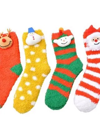 Носки Новогодние друзья 4 пары Caramella, 22-25, желтый/зеленый/красный