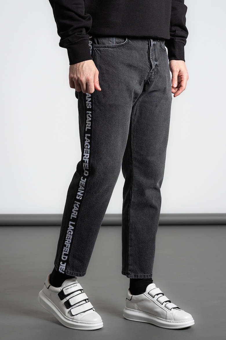 Джинсы с зауженным кроем и логотипом Karl Lagerfeld, серый