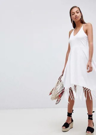 Сарафан с отделкой кисточками ASOS DESIGN-Белый