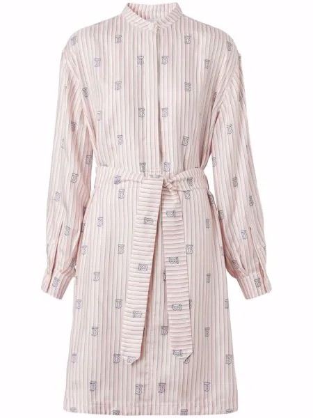 Burberry платье-рубашка в полоску с монограммой TB