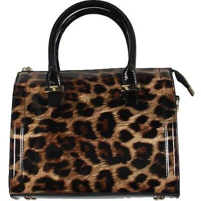 Женская коричневая лакированная сумка-портфель с леопардовым принтом Dasein, средний размер BHFO 4612