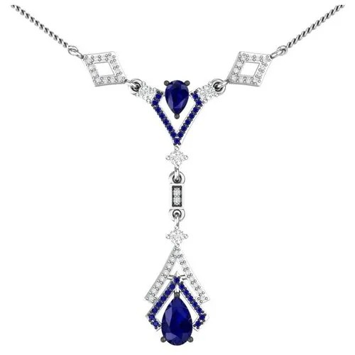 Серебряное колье с кварцем синтетическим и фианитами 3120959-04275 38