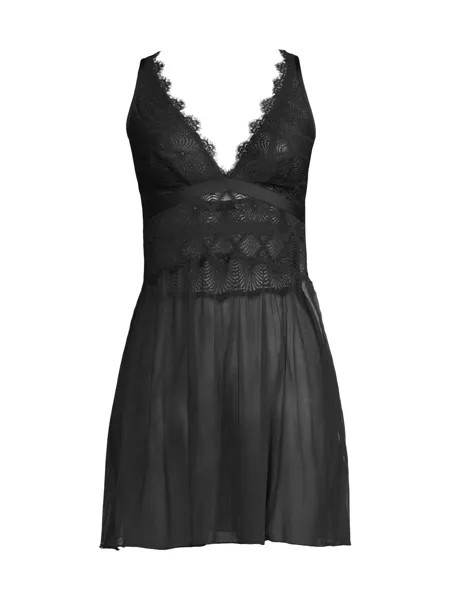 Кружевное платье-комбинация Allure Babydoll Cosabella, черный