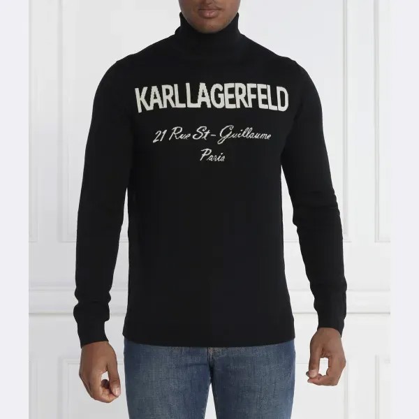 Водолазка стандартного кроя из шерсти Karl Lagerfeld, черный