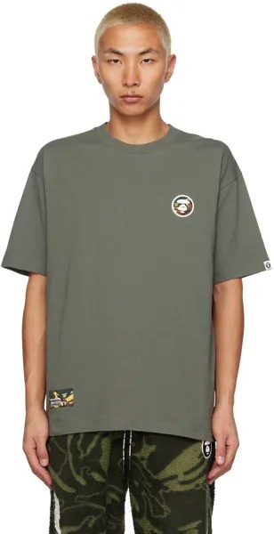 Серая футболка с нашивками AAPE by A Bathing Ape