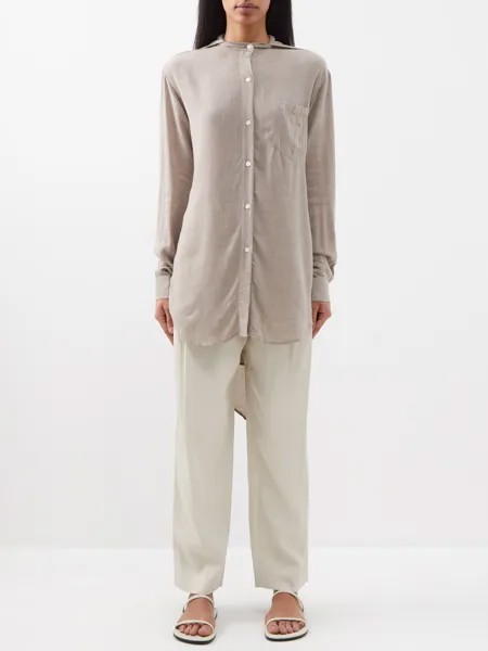 Рубашка из плотной парусины с накладными карманами-кейпом Toteme, коричневый