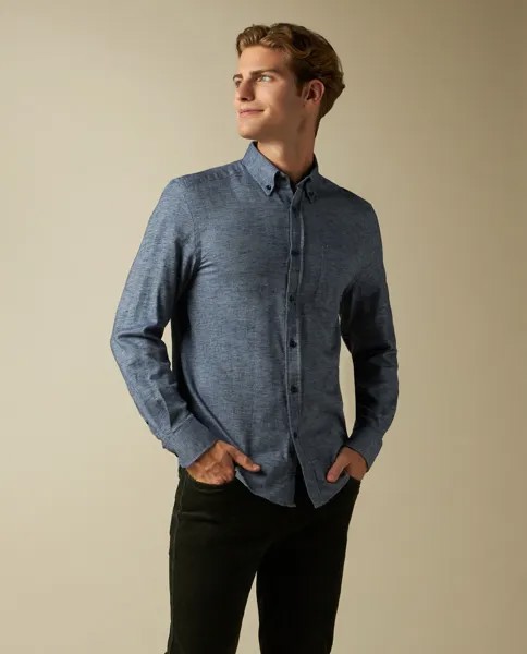 Мужская фланелевая рубашка из чистого хлопка J. HART & BROS., индиго синий