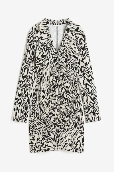 H&M Draped Shirt Dress, Cream/zebra print
