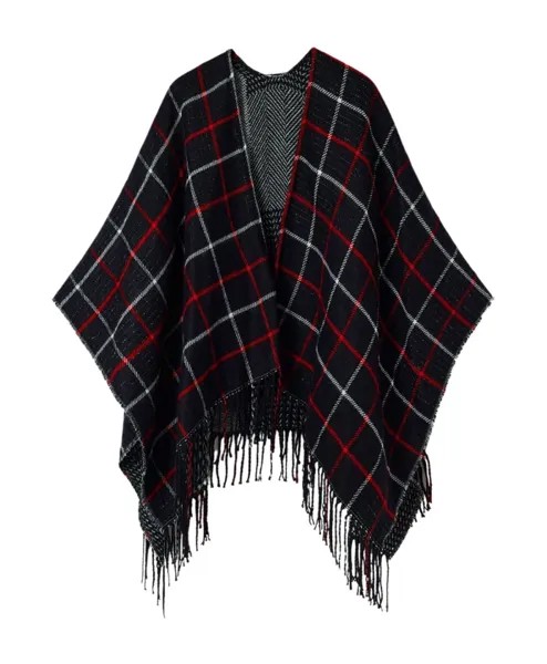 Клетчатая куртка кейп пончо Desigual, черный