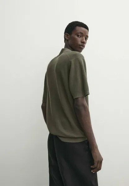 Рубашка-поло Massimo Dutti, темно-зеленая