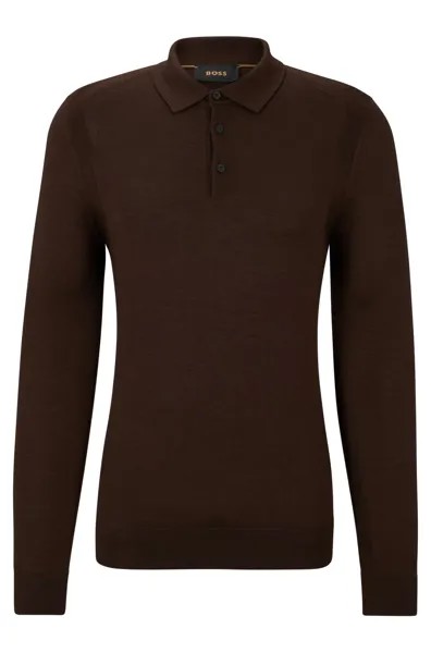 Свитер Polo-collar In Wool, silk and cashmere, тёмно-коричневый