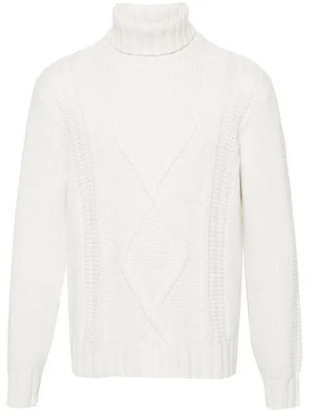 Brunello Cucinelli кашемировый джемпер с высоким воротником, белый