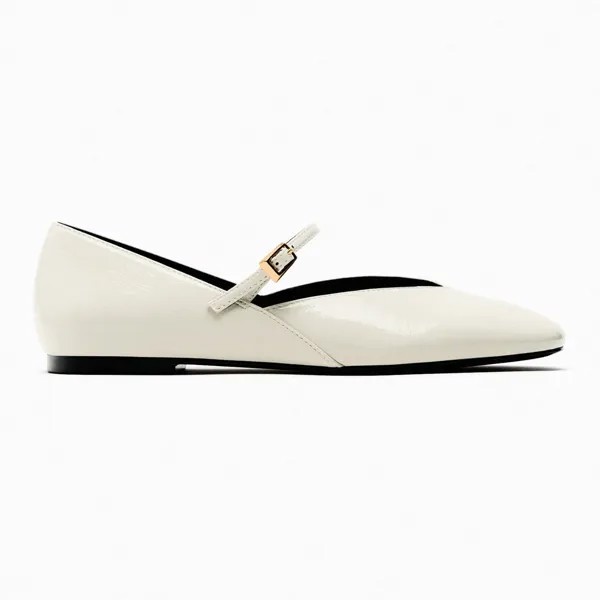 Балетки Zara Patent Finish Flats, белый