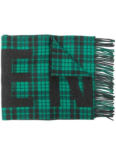 Balenciaga logo-print check-pattern scarf